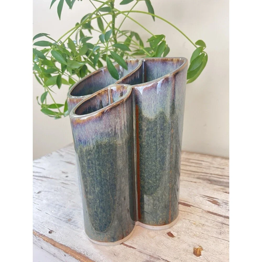 Vintage Hand Thrown Stoneware Pottery Utensils Office Bathroom Items Holder Home